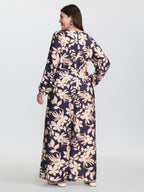 Floral Print V-Neck Drawstring Waist Jumpsuit