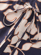 Floral Print V-Neck Drawstring Waist Jumpsuit